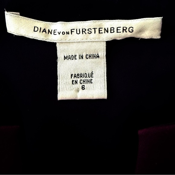 Diane Von Furstenberg Purple Wool Sheath Dress Women’s 6 Cap Sleeve V-Neck - Picture 2 of 15